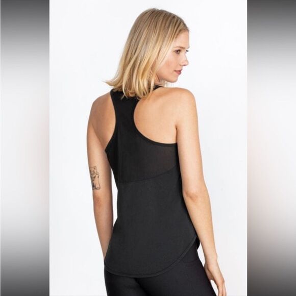Johnny Was Calme Effect Draped Racerback Tank Top In Black - Picture 4 of 4